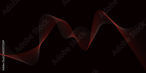 Creative red wave texture or background. Curved smooth lines created by bend tool. Abstract isolated design or DNA. Vector illustration.
