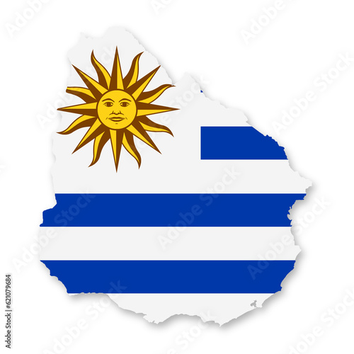 Uruguay flag map with clipping path 3d illustration