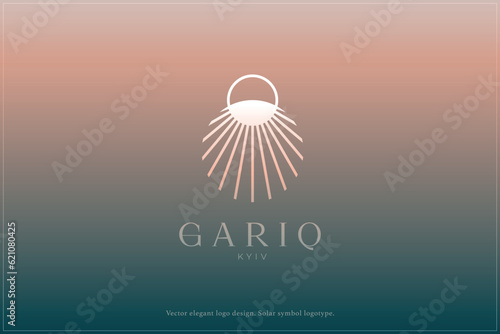 Celestial logo design, Star logotype, Planet, Space, Universe, Minimal Minimalistic, Sun, Rays, Satelite emblem