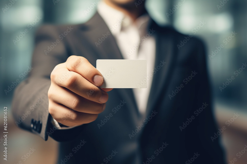 A person holding a business card in their hand A person holding a business card in their hand