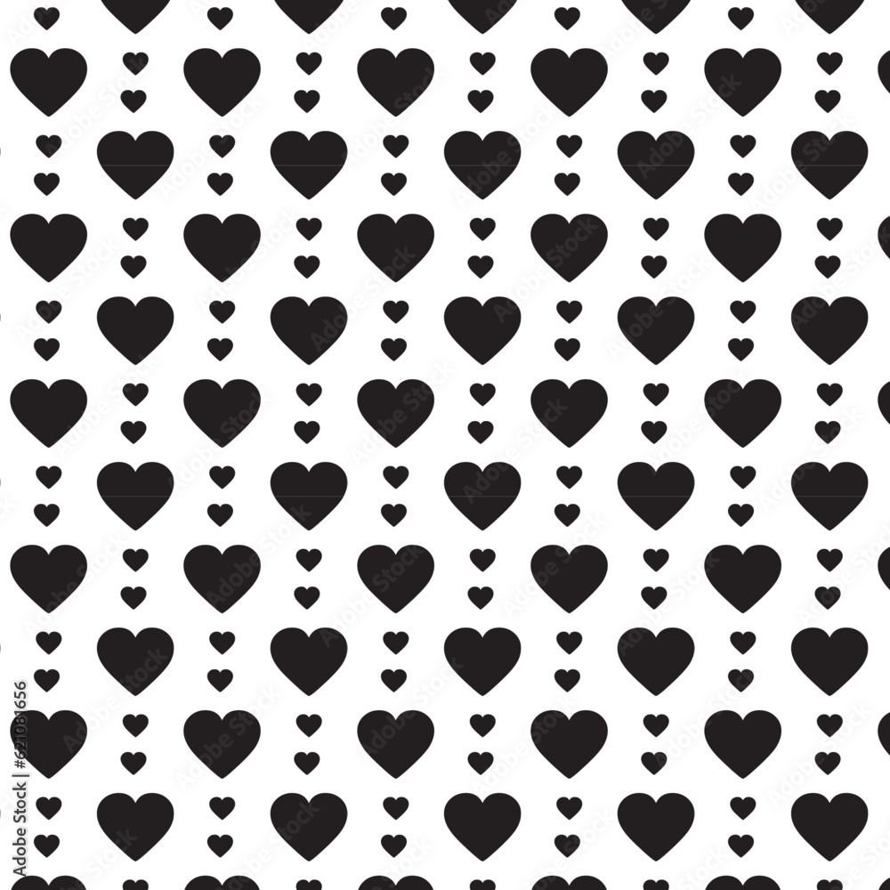 Fototapeta premium black and white seamless heart pattern
