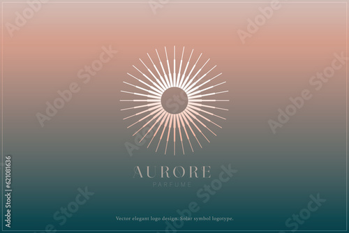 Celestial logo design, Star logotype, Planet, Space, Universe, Minimal Minimalistic, Sun, Rays, Satelite emblem