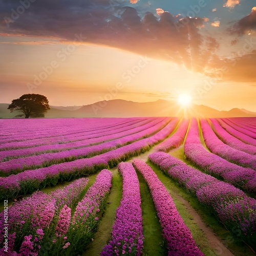 lavender field at sunset