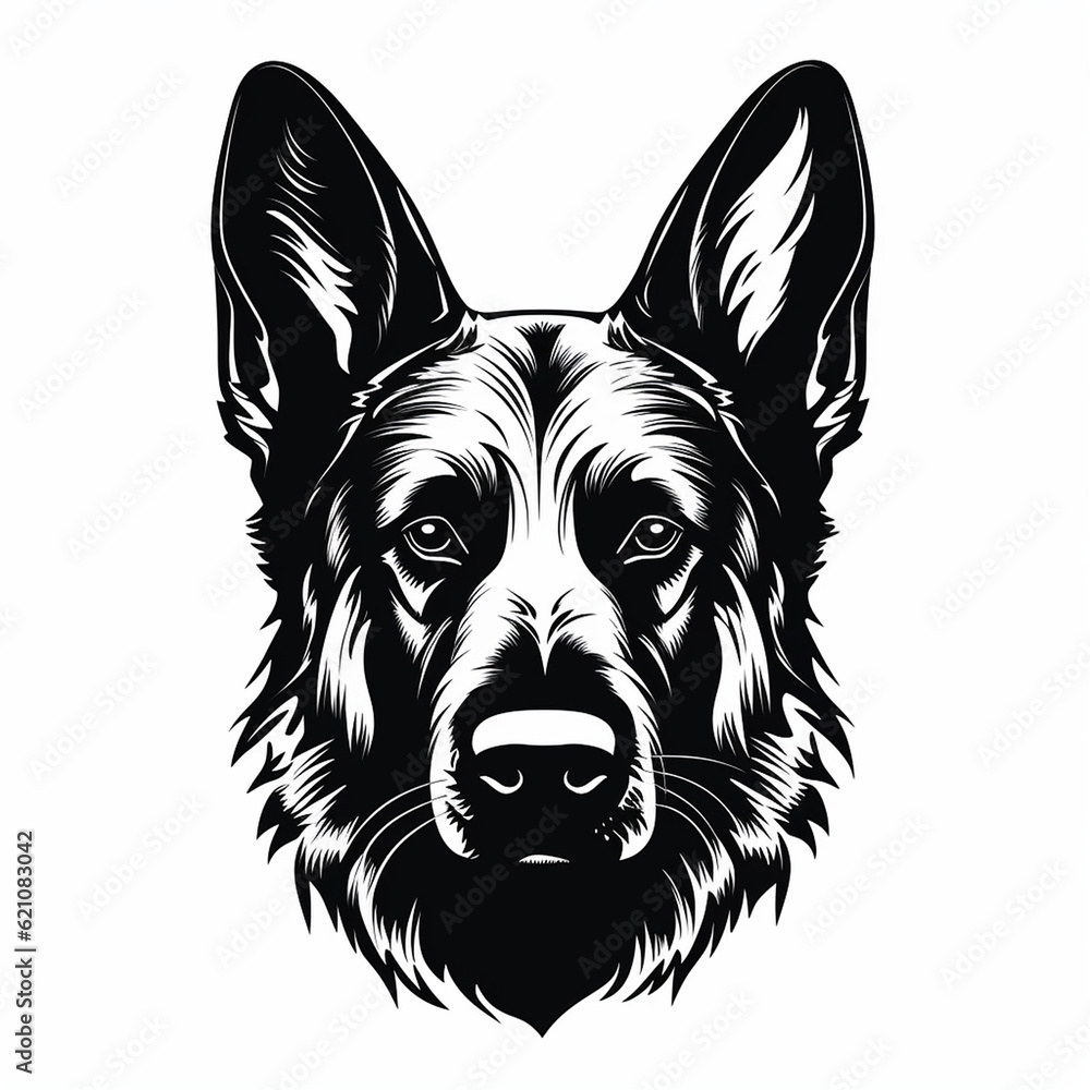 German Shepherd canine dog portrait isolated on white