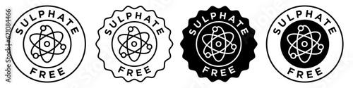 No sulphate or sulfate free icon set vector collection. Sign badge symbol of Zero chemical shampoo, conditioner, cream or moisturizer emblem. For skin care or hair care protection seal for web app ui