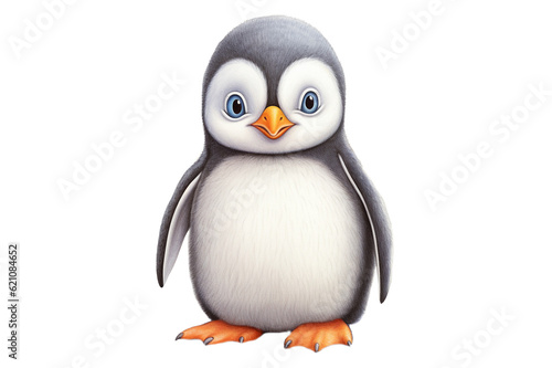Illustration of cute penguin character isolated on transparent png background. Generative AI. © Aul Zitzke