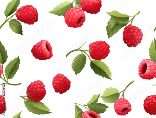 Raspberries drawn style seamless tiles (generative AI)