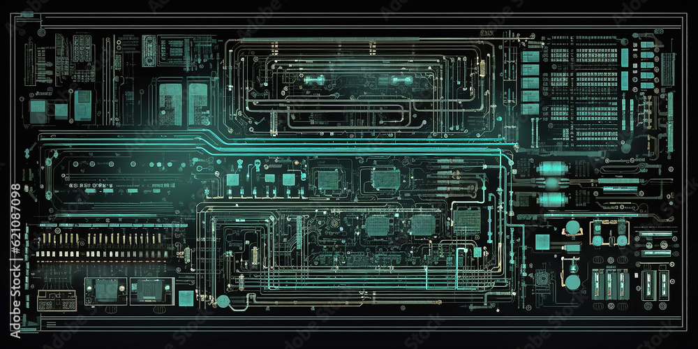 Background or texture in the style of electronics or circuit board. Generative AI Background or texture in the style of electronics or circuit board. Generative AI