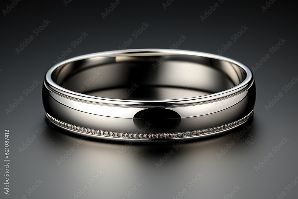 A mockup of a simple silver ring is presented, allowing for easy display and presentation of jewelry designs. Generative Ai. A mockup of a simple silver ring is presented, allowing for easy display and presentation of jewelry designs. Generative Ai.