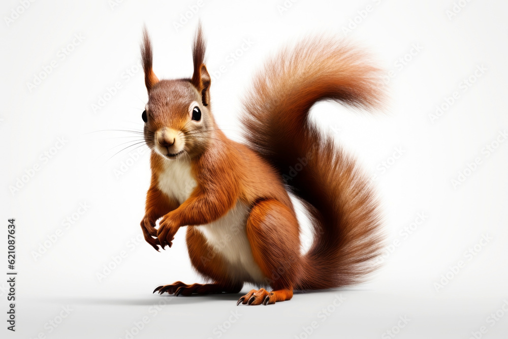 Beautiful squirrel on a light background. Generative AI Beautiful squirrel on a light background. Generative AI