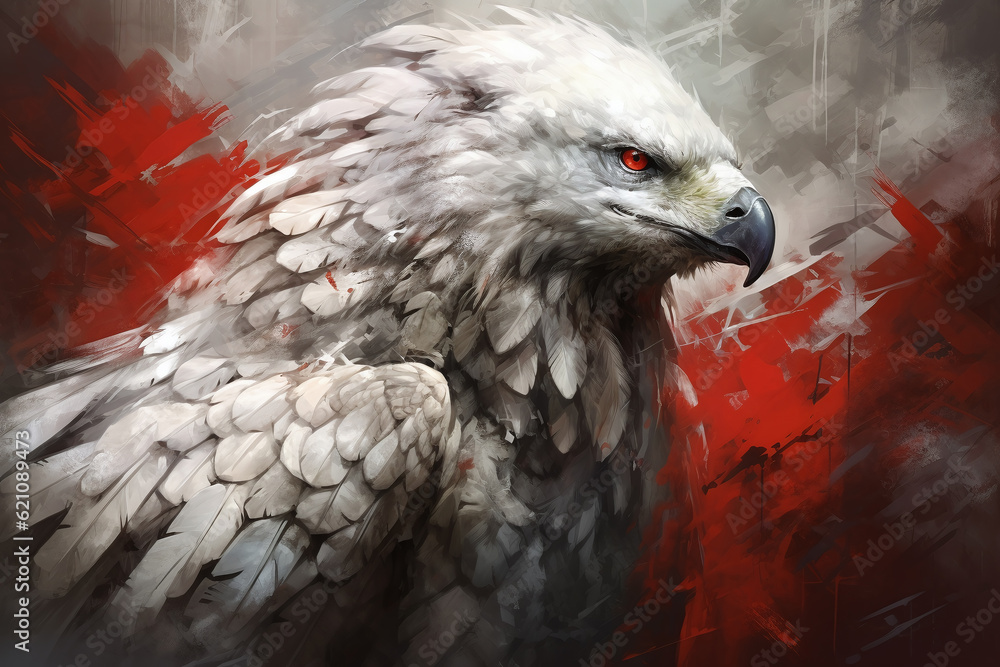 poland flag in the style of photorealistic surrealism, poster art, cryptidcore. Generative AI
