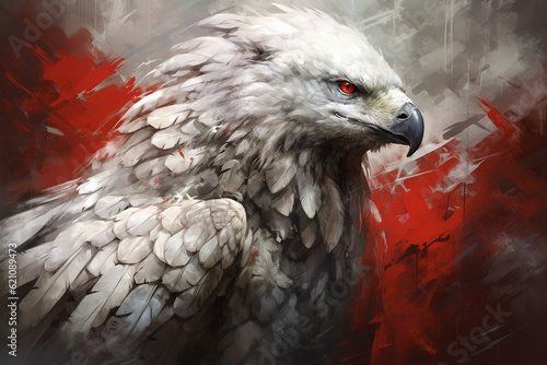 Obraz na płótnie poland flag in the style of photorealistic surrealism, poster art, cryptidcore. Generative AI w salonie