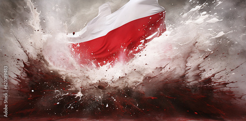 Obraz na płótnie poland flag in water spray paint, in the style of decorative paintings. Generative AI w salonie
