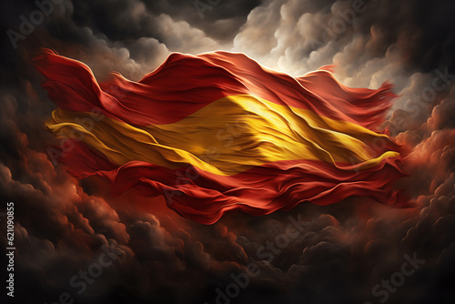Background referring to the Spanish flag and national colors. Generative AI photo