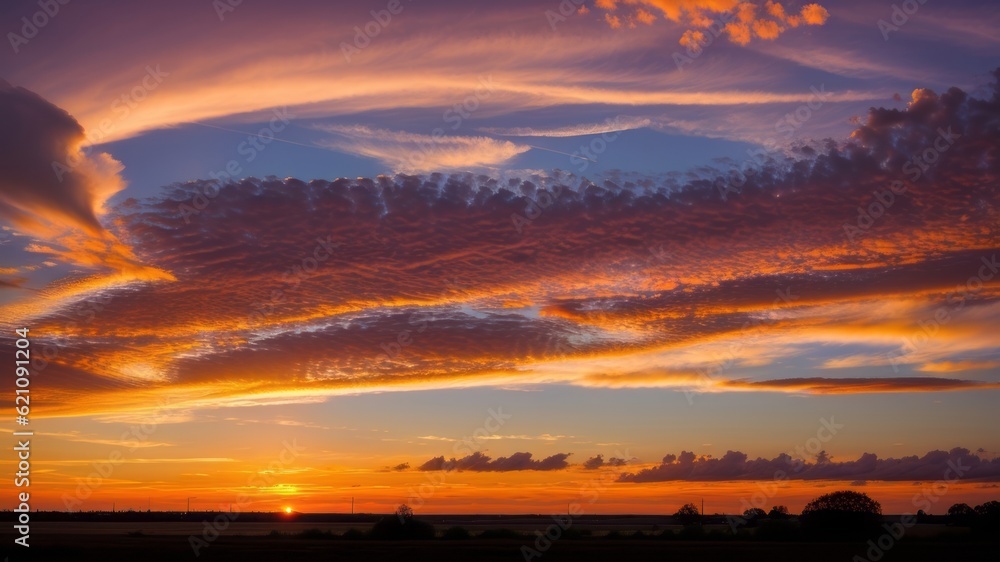 Utterly slam - up sunset with discolor foul - covered lit by the sunlight . bright epic exceed. Creative resource, AI Generated Utterly slam - up sunset with discolor foul - covered lit by the sunlight . bright epic exceed. Creative resource, AI Generated