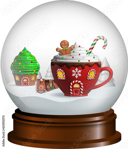 christmas snow globe with sweets landscape photo