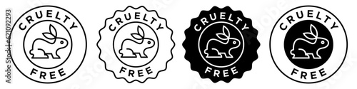 Cruelty free icon. vector set collection of not tested on animals like rabbit symbol. Bunny sign shows no harm to pets from cosmetic ingredients badge. Round web app ui mark stamp of skin care product