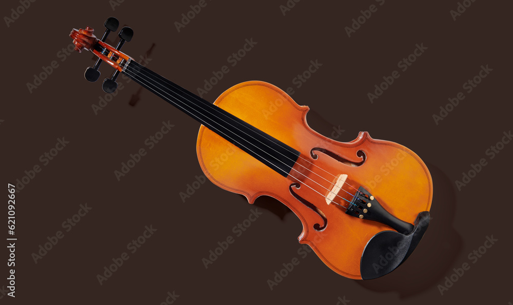 Fototapeta premium Violin isolated on black. Classical music instrument