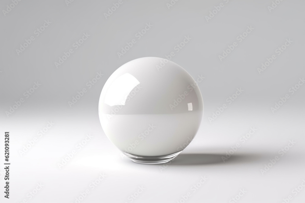 White glass ball. White sphere on a white background, 3d illustration White glass ball. White sphere on a white background, 3d illustration