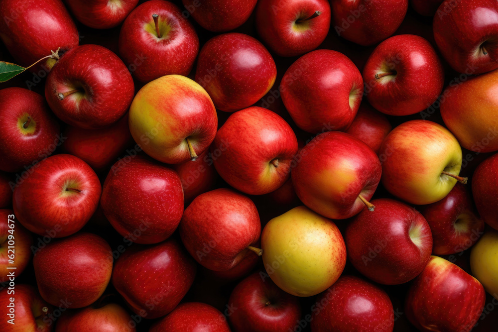 Fresh red apples background. Generative AI Fresh red apples background. Generative AI
