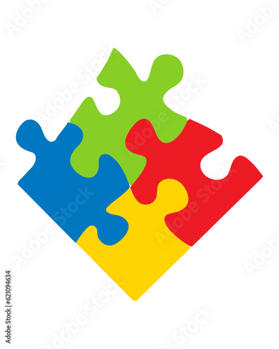 Colorful jigsaw puzzle. Puzzle Pieces. Template for logo. Isolated image