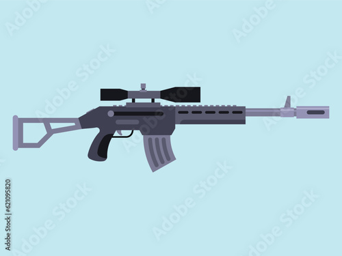 SWAT sniper weapon. Sniper rifle silhouette. Vector illustration