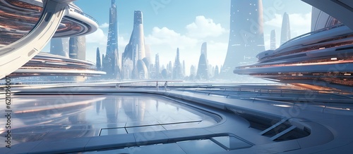 Traffic on the bridge. AI generated art illustration.