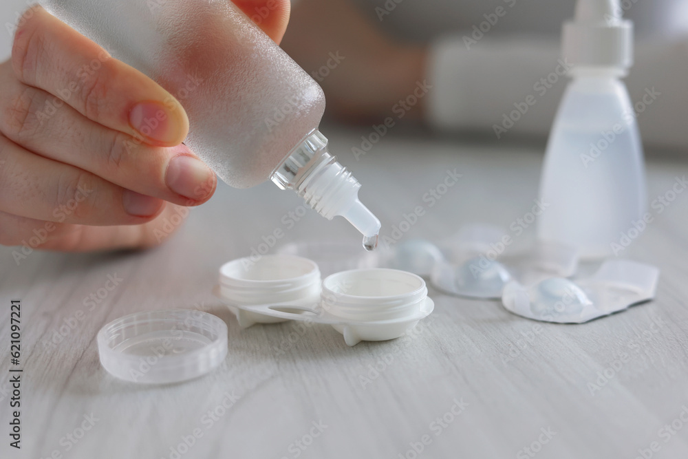 Contact lenses for vision correction in hands Contact lenses for vision correction in hands