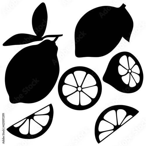 Zesty Shadows - The Striking Lemon Vector Silhouette in Black