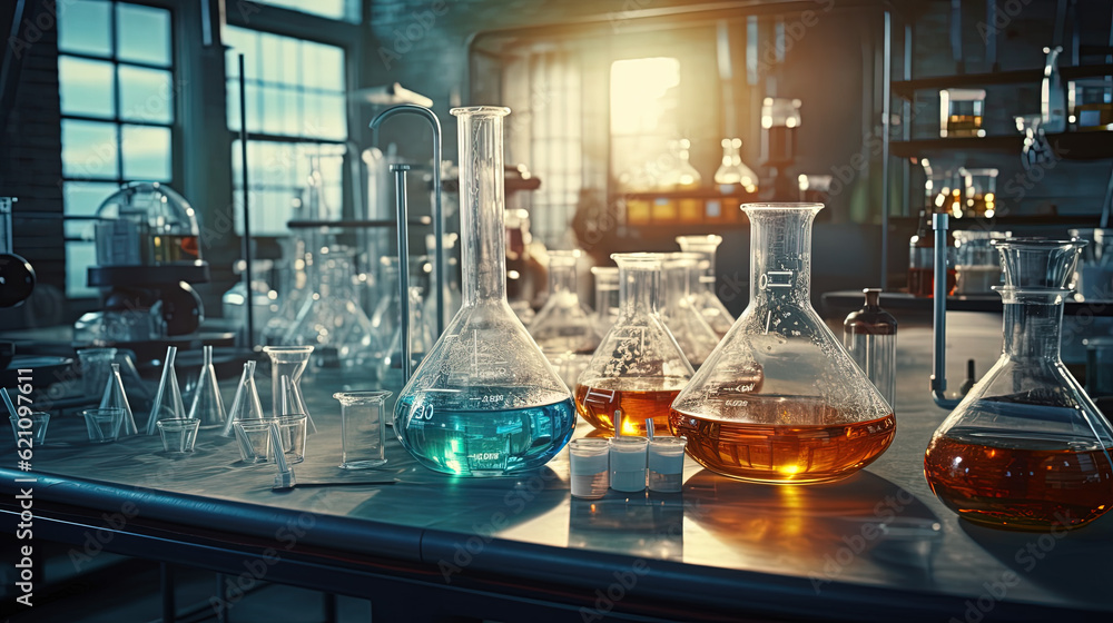 lab chemistry or science research and development concept. - obrazy, fototapety, plakaty 