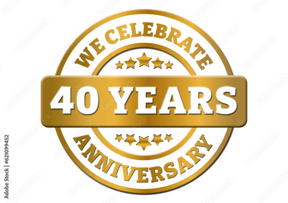 We celebrate 40 years anniversary golden sticker