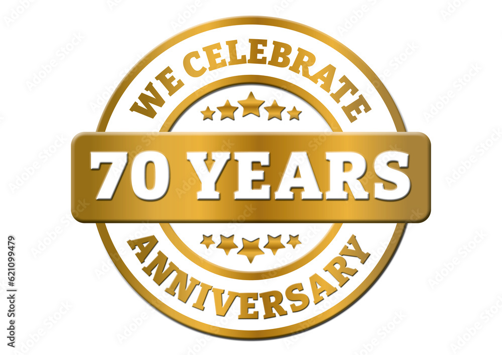We celebrate 70 years anniversary golden sticker