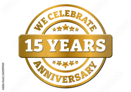 We celebrate 15 years anniversary golden sticker