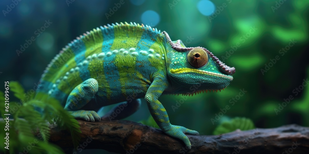 Fototapeta premium Green chameleon. made using generative AI tools