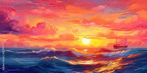 Wonderful ocean sunset. made using generative AI tools