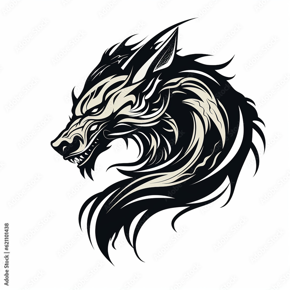Fototapeta premium tribal tattoo illustration of a dragon isolated on white