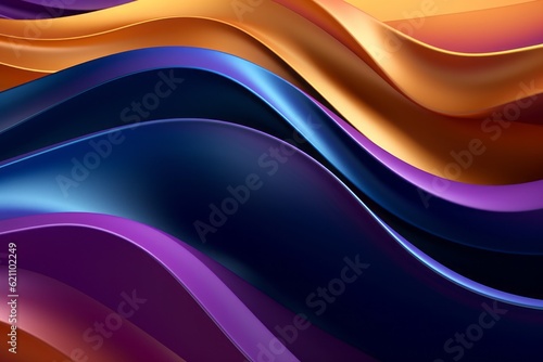 Abstract design embracing golden  purple  orange  and blue stripes  Generative AI