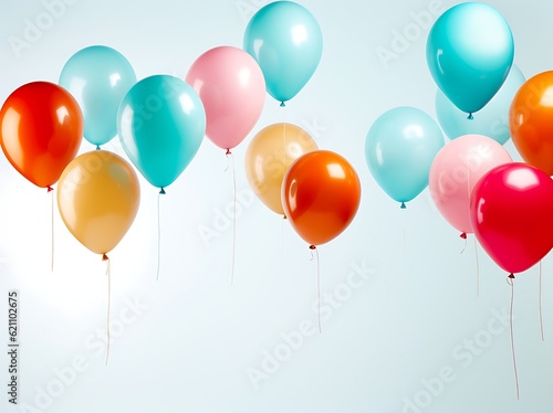 Graphical and Stylish Balloons Floating on White Background