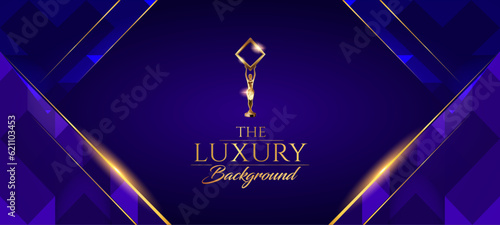 Dark Blue Golden Royal Awards Graphics Background. Lines Growing Elegant Shine Spark. Luxury Premium Corporate Abstract Design Template. Classic Shape Post. Center LED Screen Visual. Lights Fireworks 