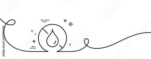 No waterproof line icon. Continuous one line with curl. Water resistant sign. Drop protection symbol. No waterproof single outline ribbon. Loop curve pattern. Vector