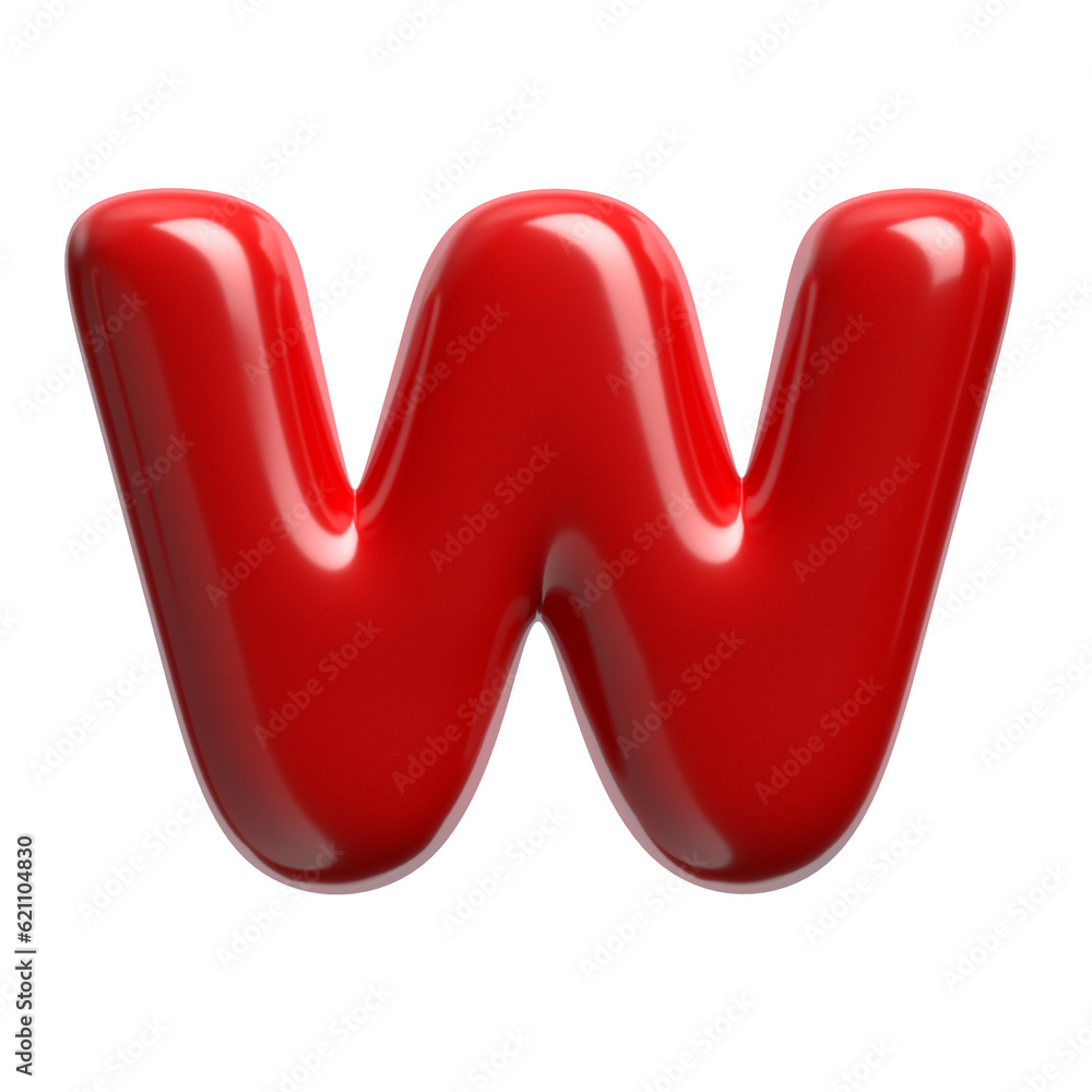 red cartoon letter W - Capital 3d glossy font - suitable for events, design or passion related subjects red cartoon letter W - Capital 3d glossy font - suitable for events, design or passion related subjects