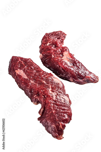 Machete steak raw cut or hanging tender cut.  High quality Isolate, transparent background photo