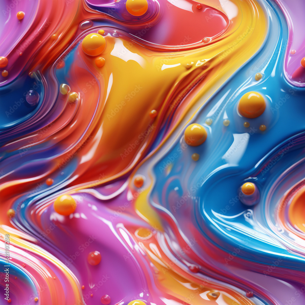 rainbow 3D paint seamless pattern - 3D liquid render art - seamless ...