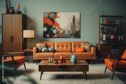 modern living room ai generative art