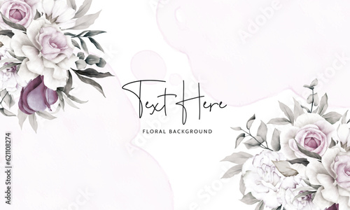 luxury grey and  purple watercolor floral background