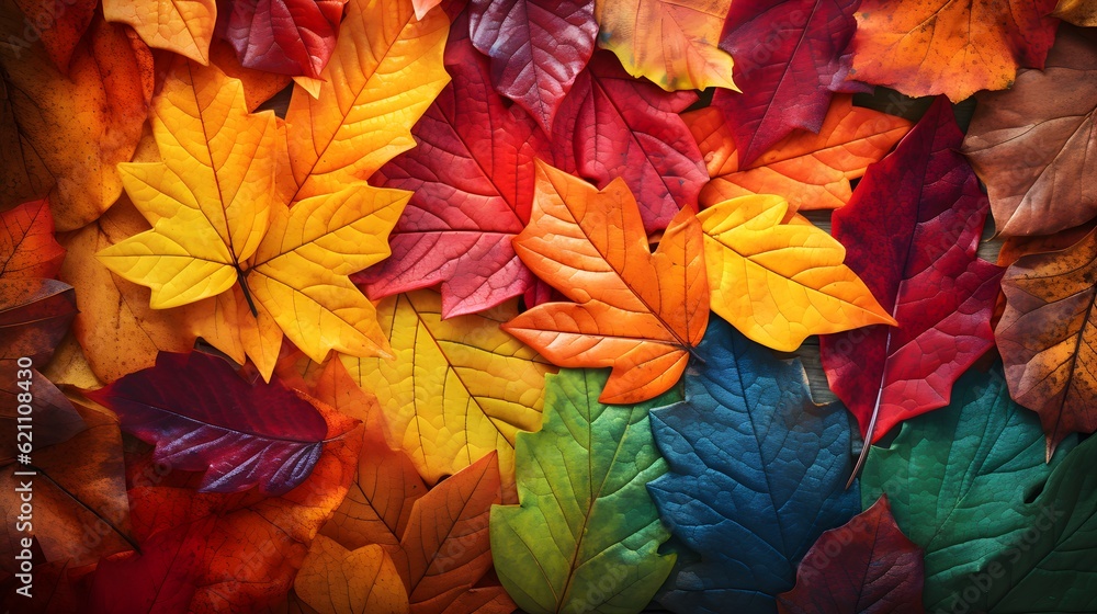 Autumn leaves backgrounds with colorful autumn leaves Generative AI