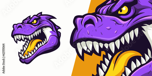 Modern Dino Mascot  Aggressive Logo Design for Sports  Esports  Badges  and T-shirt Prints - Dominate the Game 