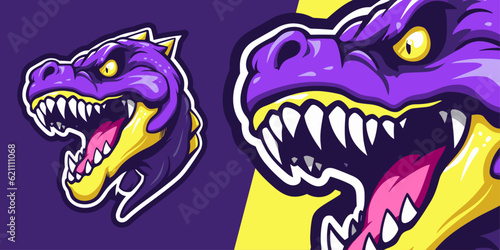 Aggressive Dino Mascot Logo  Modern Design for Sports  Esport Teams  Badges  and T-shirt Prints - Fuel the Fire 