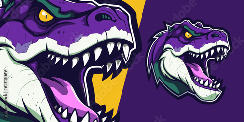 Modern Illustration: Aggressive Dinosaur Mascot Logo Design for Sports, Esports, Badges, Emblems, and T-shirt Prints - Rule the Competition! © Giu Studios