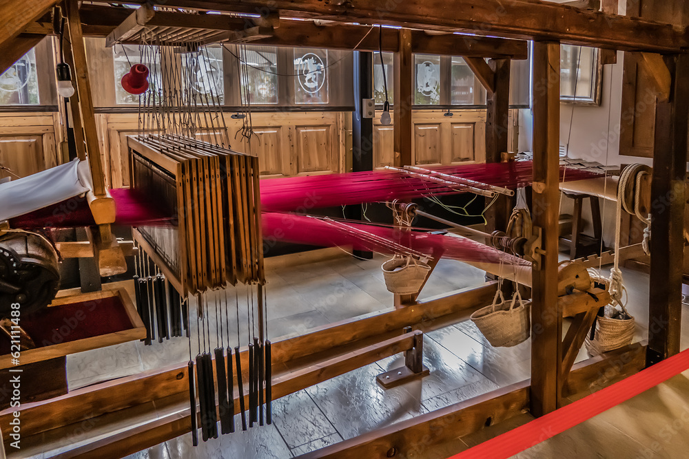 Interior of Silk Museum in Higher Art College of Silk. Silk Museum